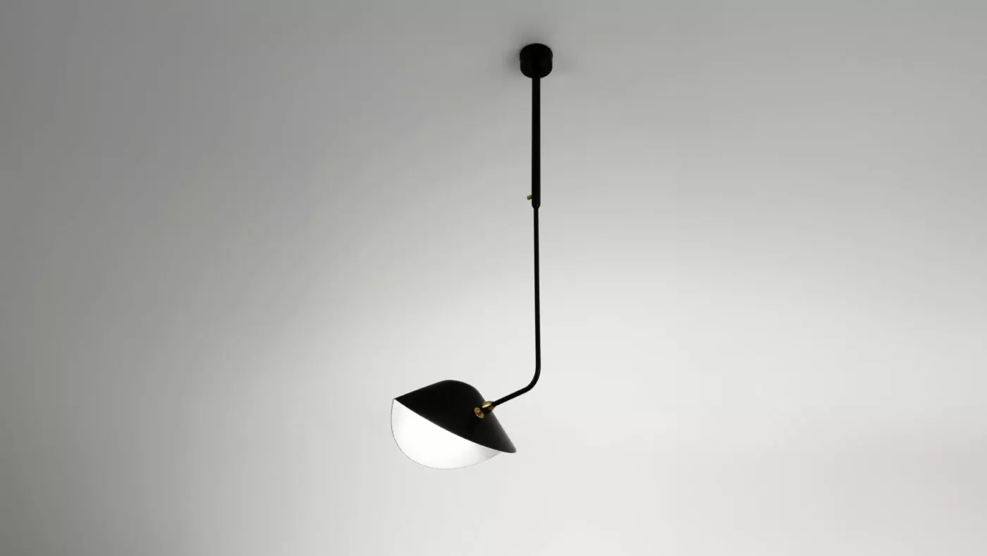 Luminaire Plafonnier Bibliotheque Courbe signé Serge Mouille, conçu en métal noir pour un style élégant