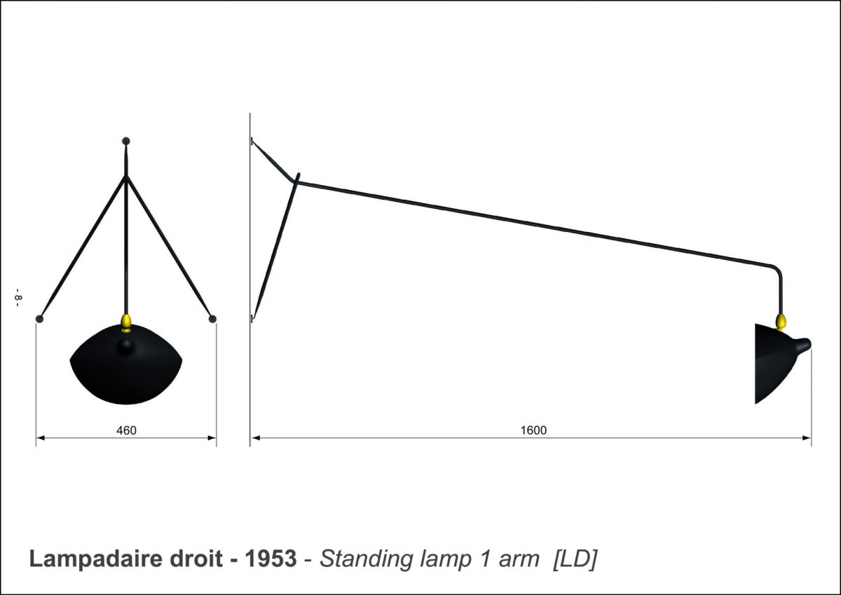 Straight floor lamp Serge Mouille - French design lighting