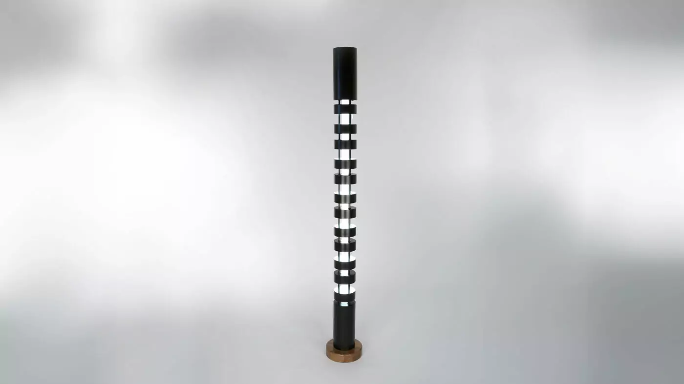 Luminaire Colonne Lumineuse Grand Totem signé Serge Mouille, conçu en métal noir pour un style élégant